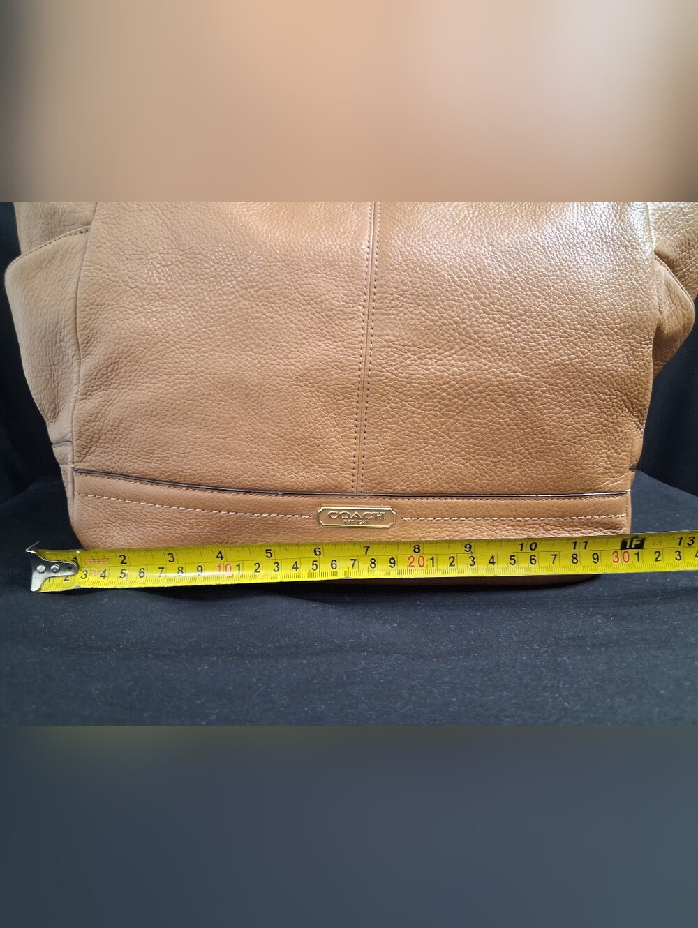Coach F23284 Smooth Pebbled Leather Carryall Camel Tan Purse - Picture 7 of 12